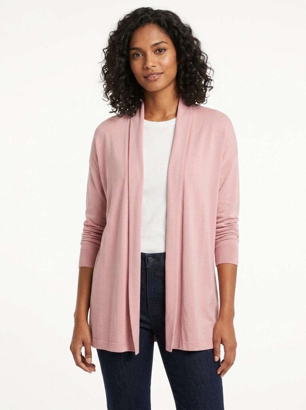 Ann Taylor Pink Knit Open Front Cardigan Sweater Women Size M
